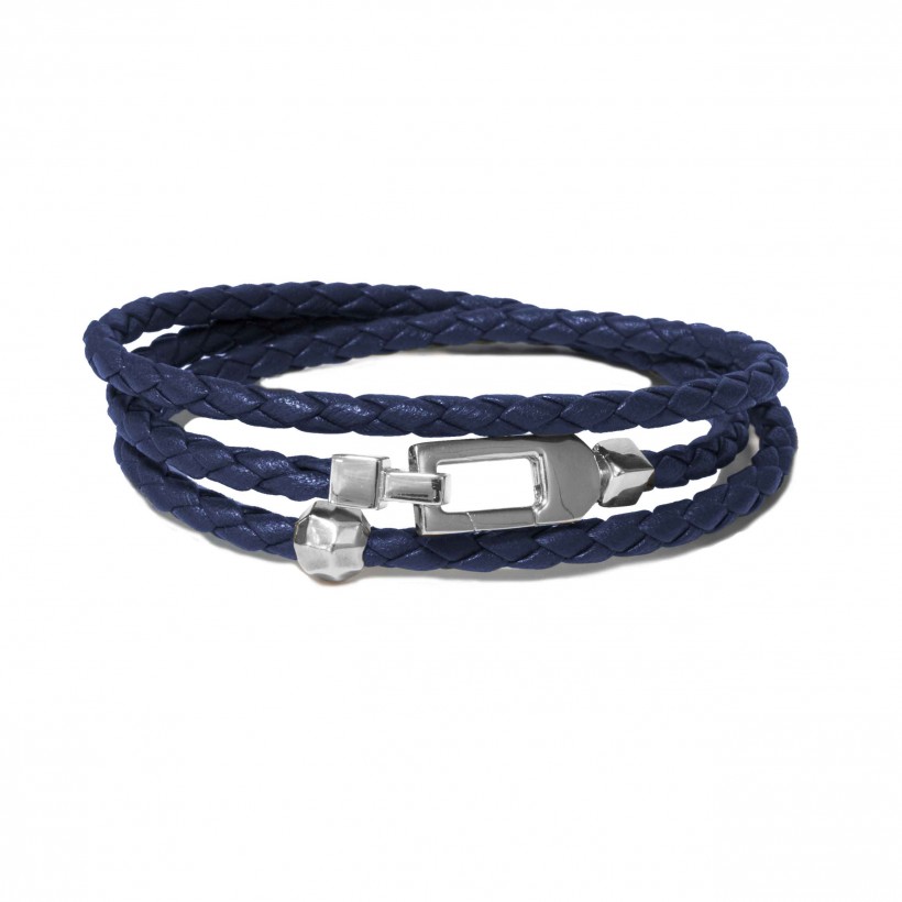 Borsari blue leather & 925 silver bracelet