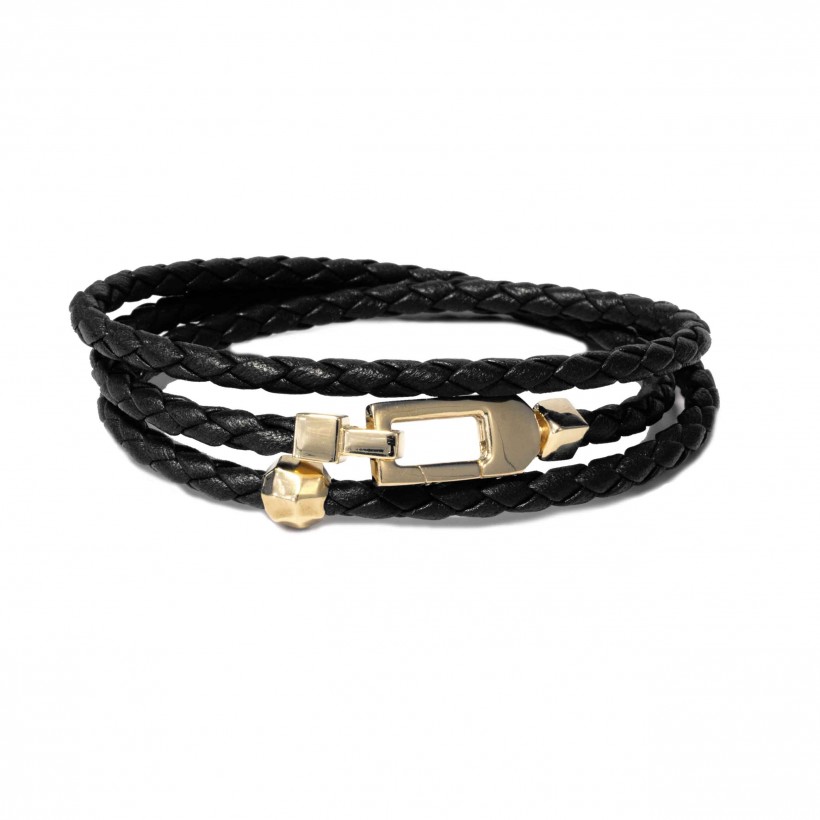 Borsari black leather & 925 silver bracelet