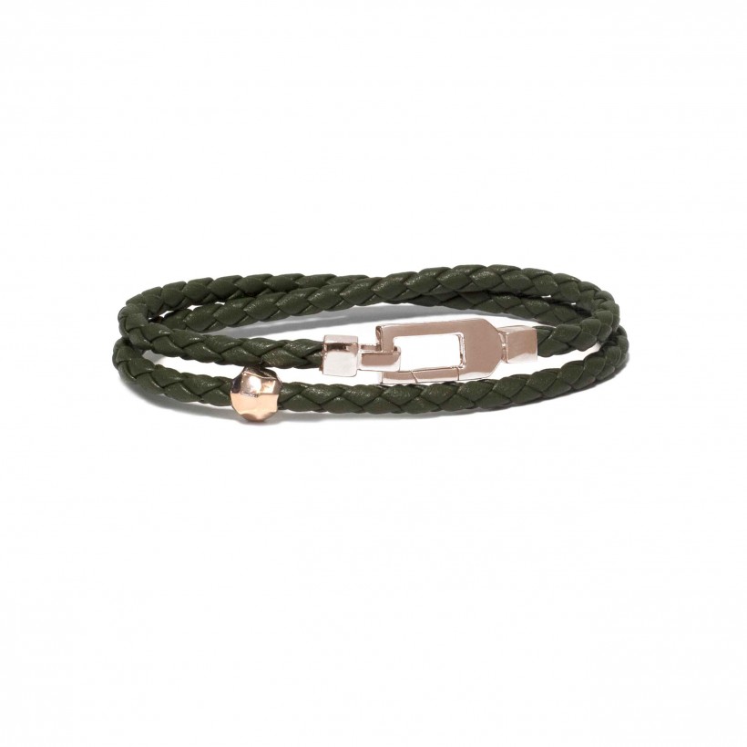 Borsari green leather & 925 silver bracelet