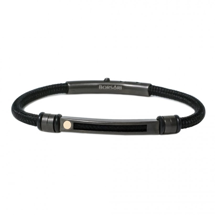 Borsari black polyester, stainless steel clasp with rose gold screw