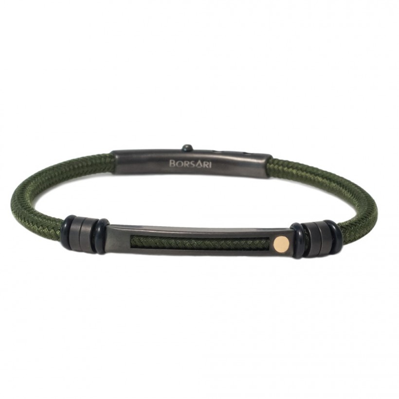Borsari green polyester, stainless steel clasp with rose gold screw