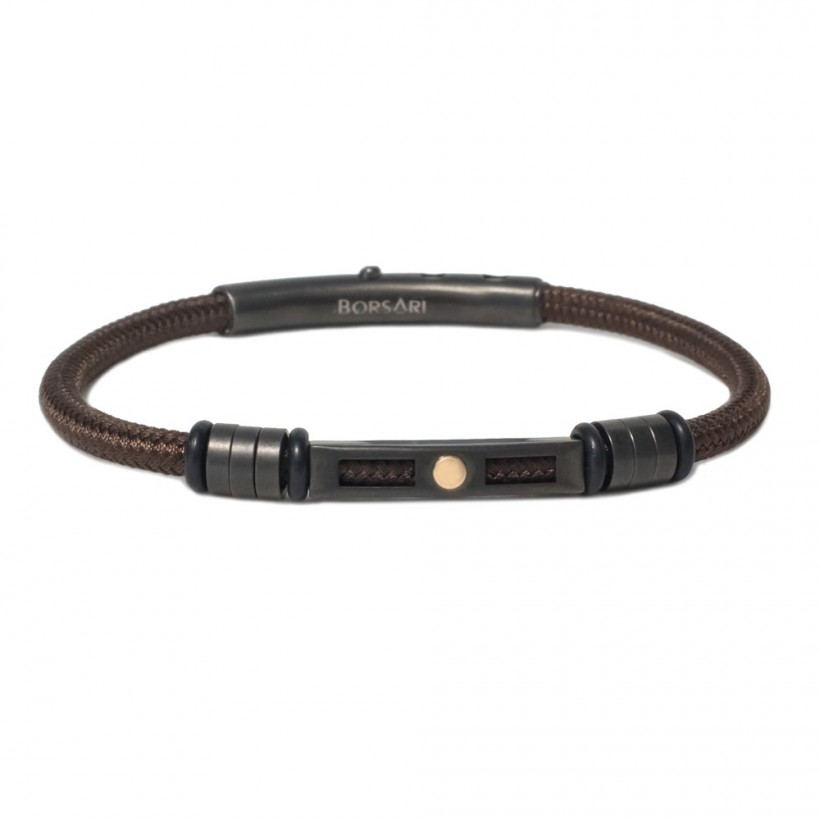 Borsari brown polyester, stainless steel clasp with rose gold screw