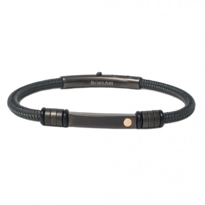 Borsari grey polyester, stainless steel clasp with rose gold screw
