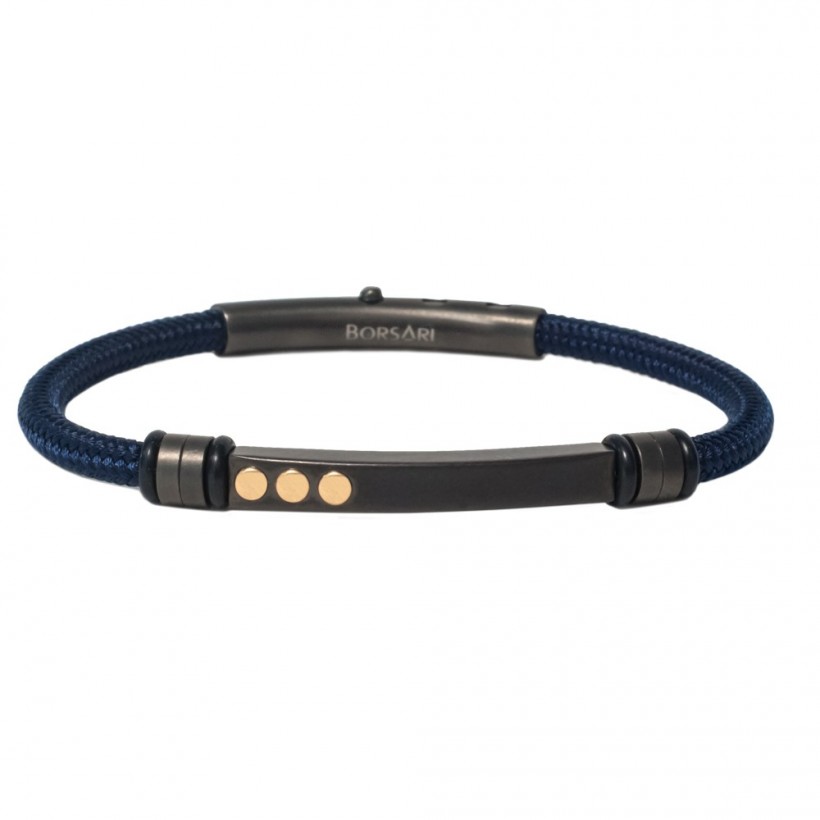 Borsari blue polyester, stainless steel clasp with rose gold screw