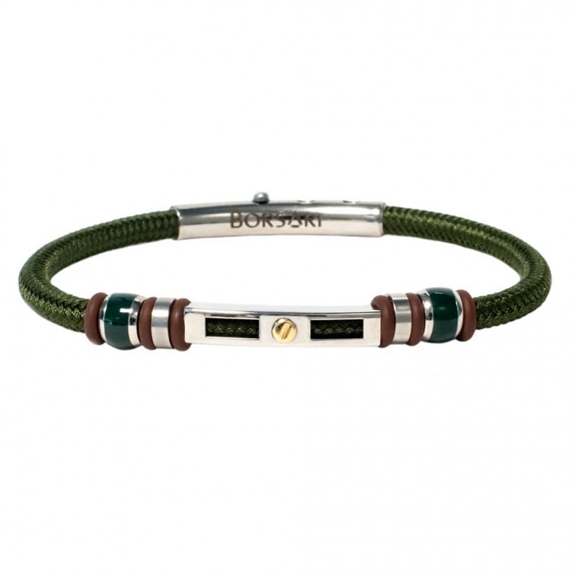 Borsari green polyester, stainless steel clasp with rose gold screw