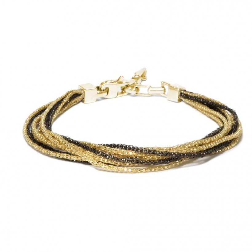 Borsari 925 silver bracelet black rhodium & yellow gold plated