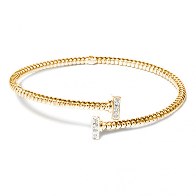 Borsari Bangle In Yellow Gold Plated Silver With Crystals