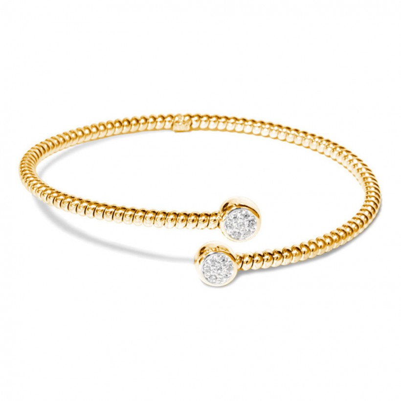 Borsari Bangle In Yellow Gold Plated Silver With Crystals