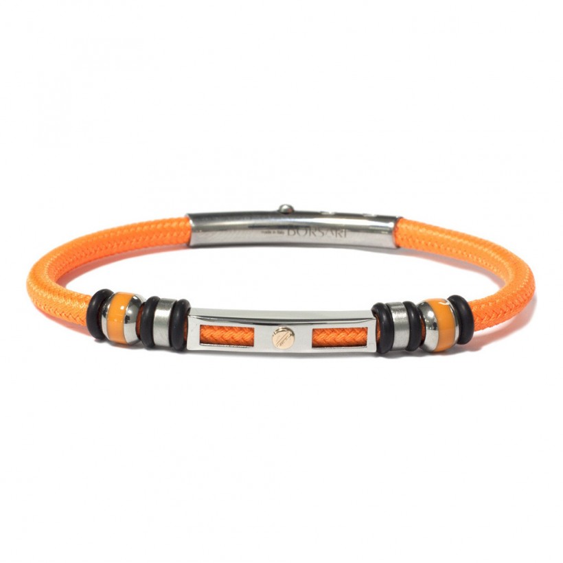 Borsari Orange Polyester, Stainless Steel Clasp With Rose Gold Screw