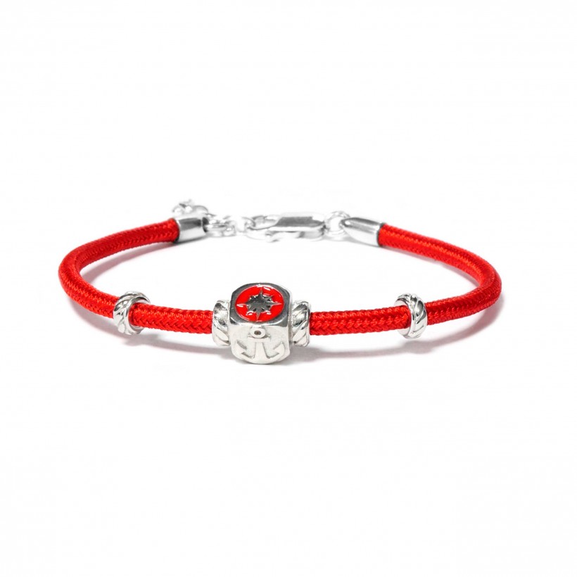 Borsari red cord bracelet/925 silver element/enamel