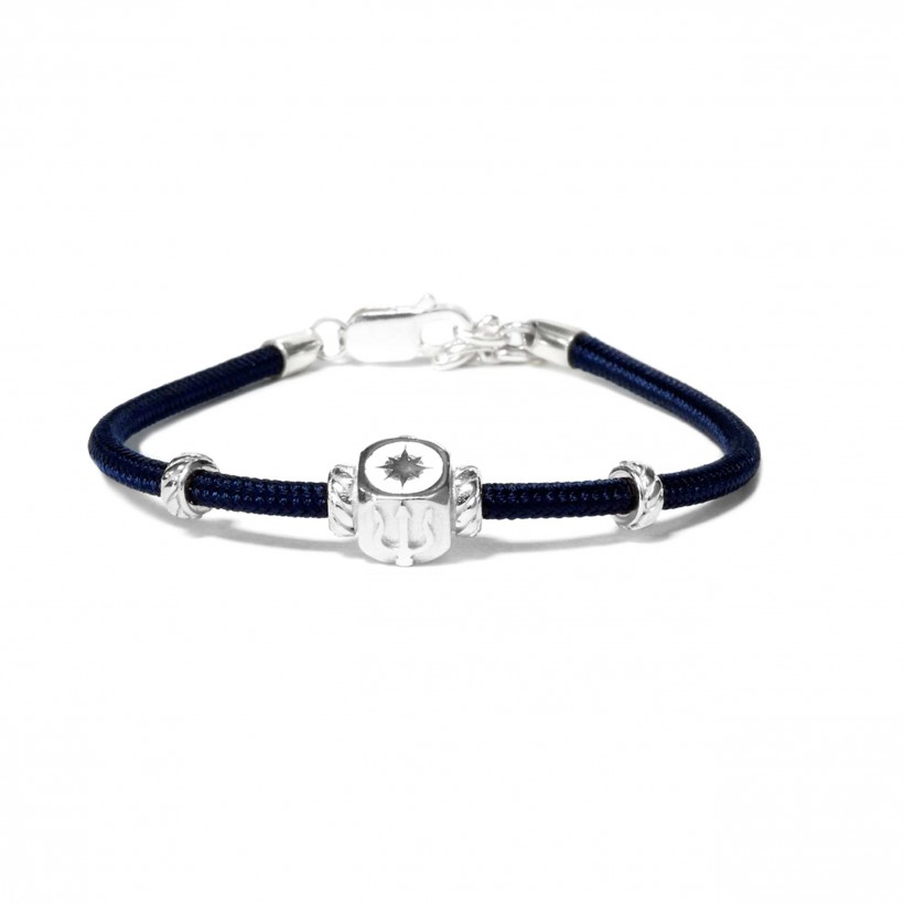 Borsari blue cord bracelet/925 silver element/enamel