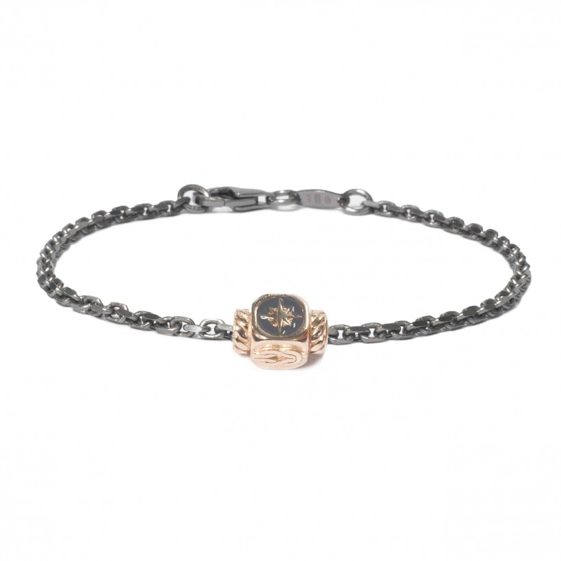Borsari 925 silver black bracelet/grey enamel