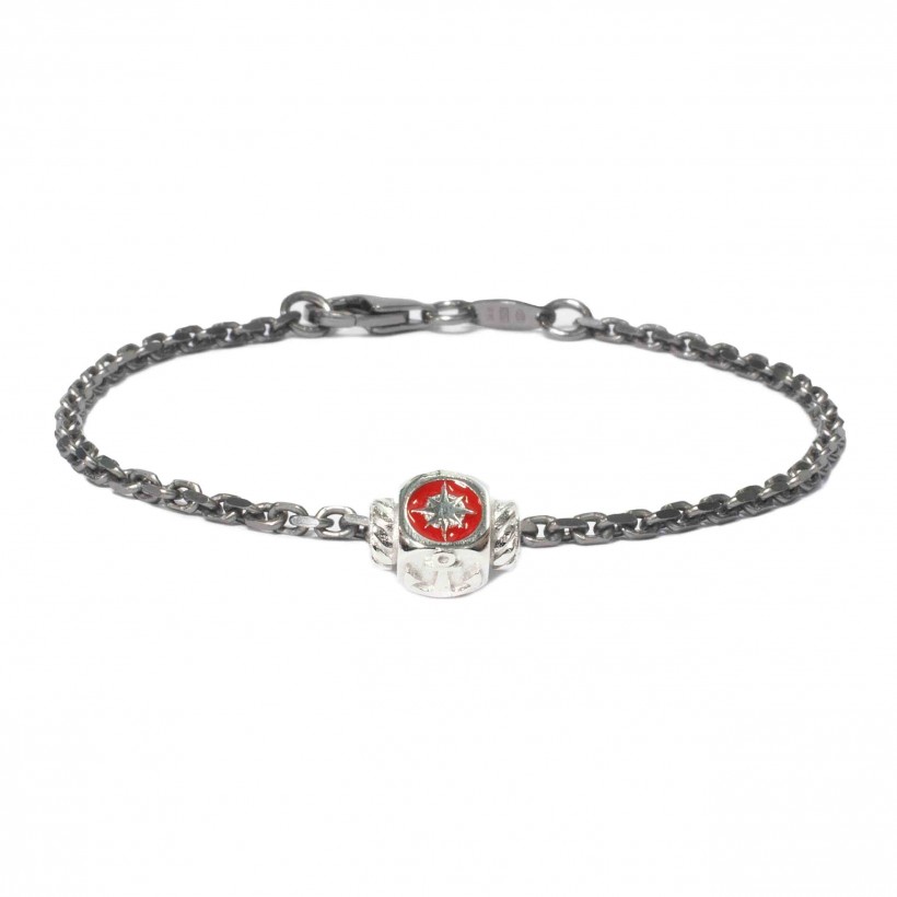 Borsari 925 silver black bracelet/red enamel
