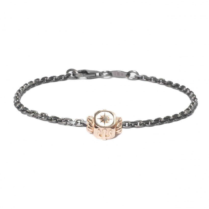 Borsari 925 silver black bracelet/white enamel
