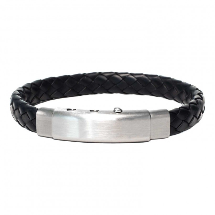 Borsari Bracelet With Black Caucciù And Natural Steel Closure