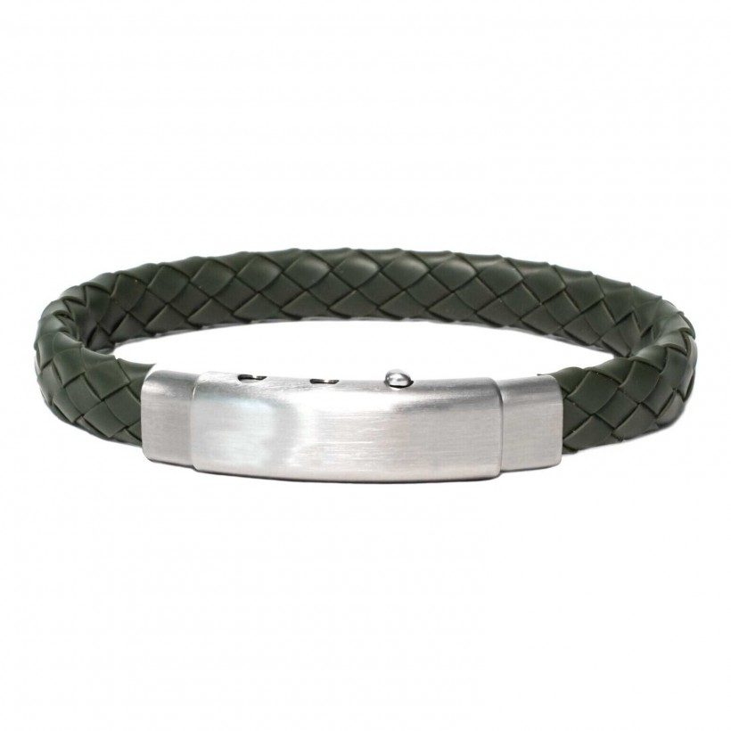 Borsari Bracelet With Army Caucciù And Natural Steel Closure