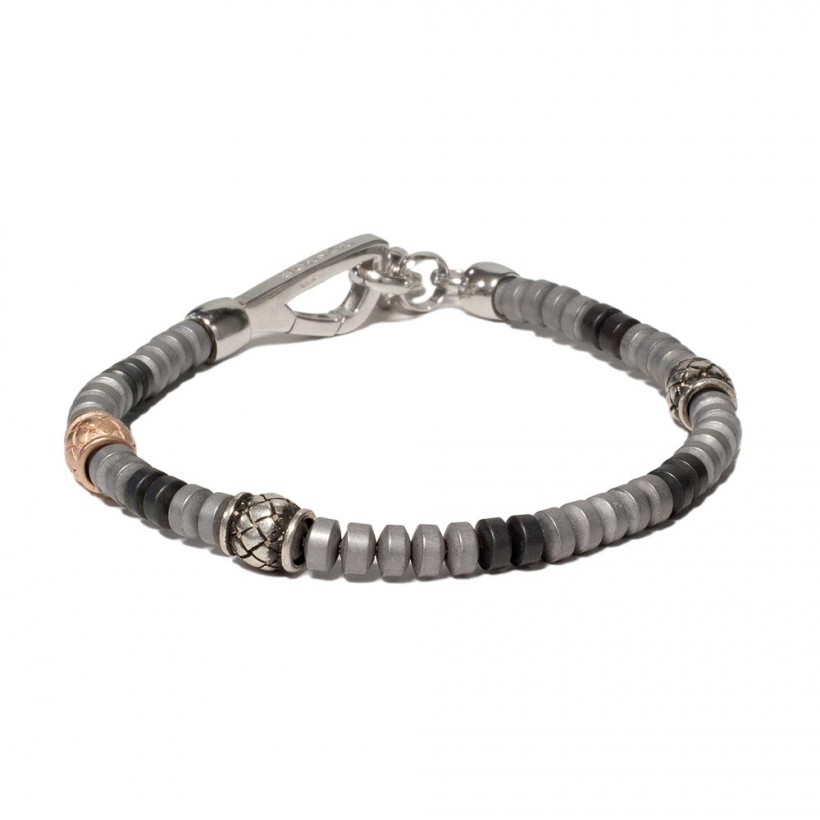 Borsari grey/black hematite bracelet with 925 silver clasp