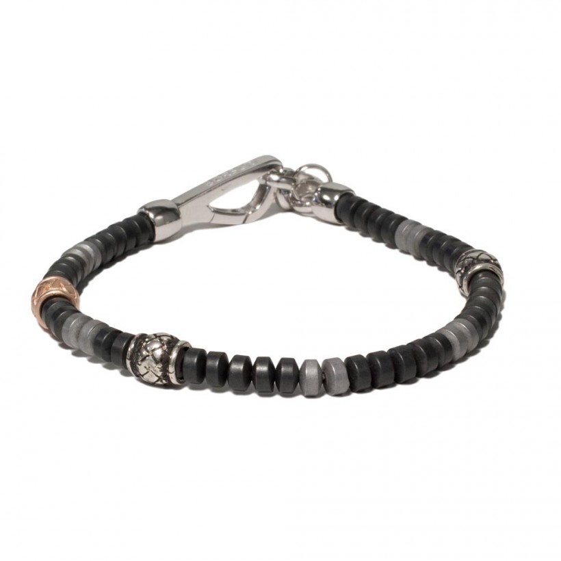 Borsari black/grey hematite bracelet with 925 silver clasp