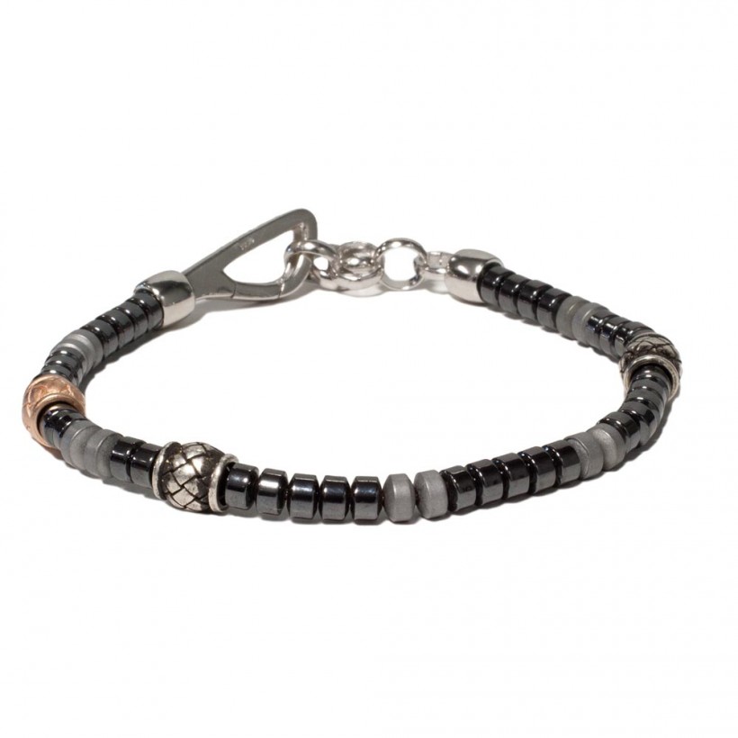 Borsari black/grey hematite bracelet with 925 silver clasp