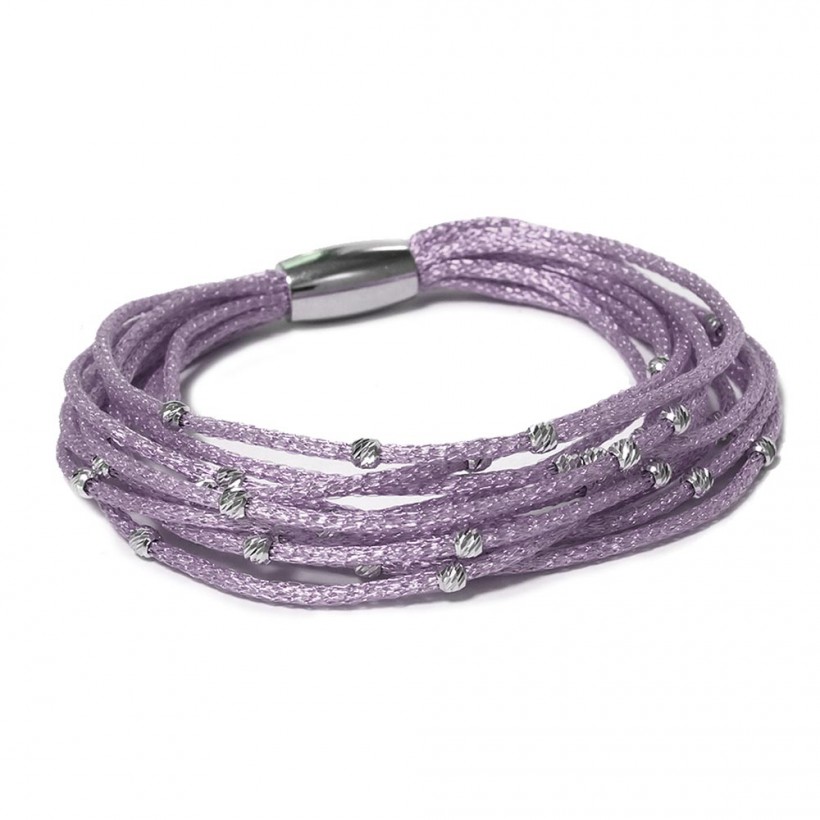 Borsari lilac color multistrand bracelet with 925 silver beads