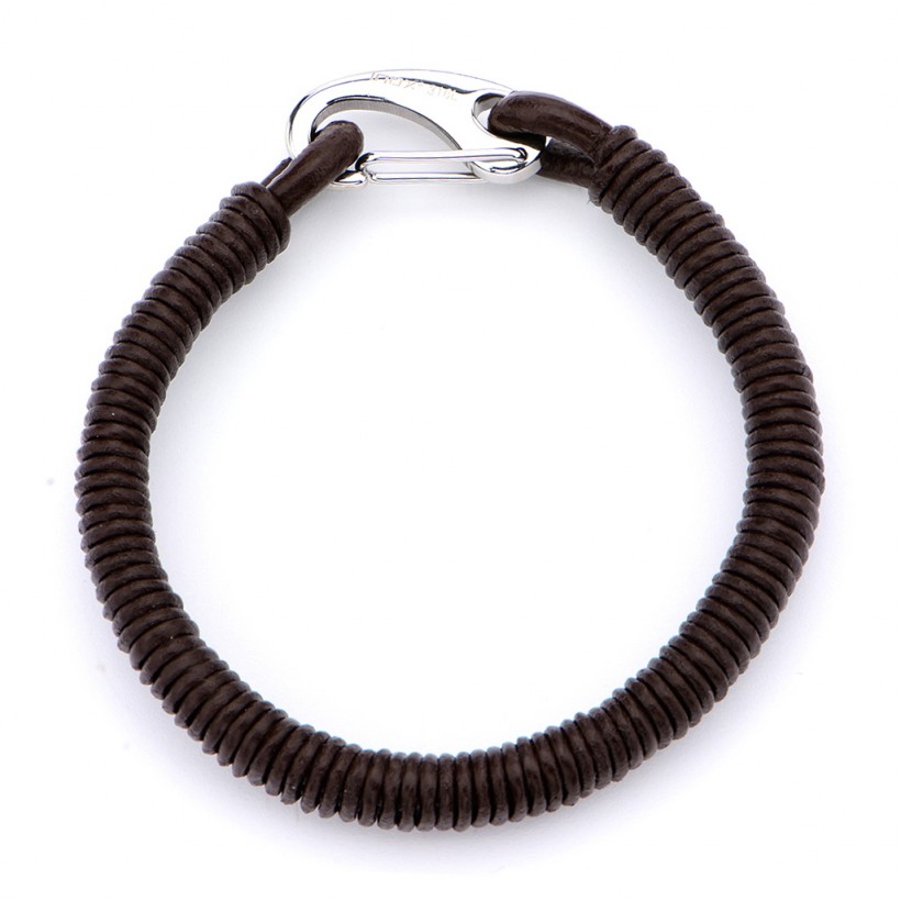 Inox Men's Coil Leather Bracelet With Steel Latch