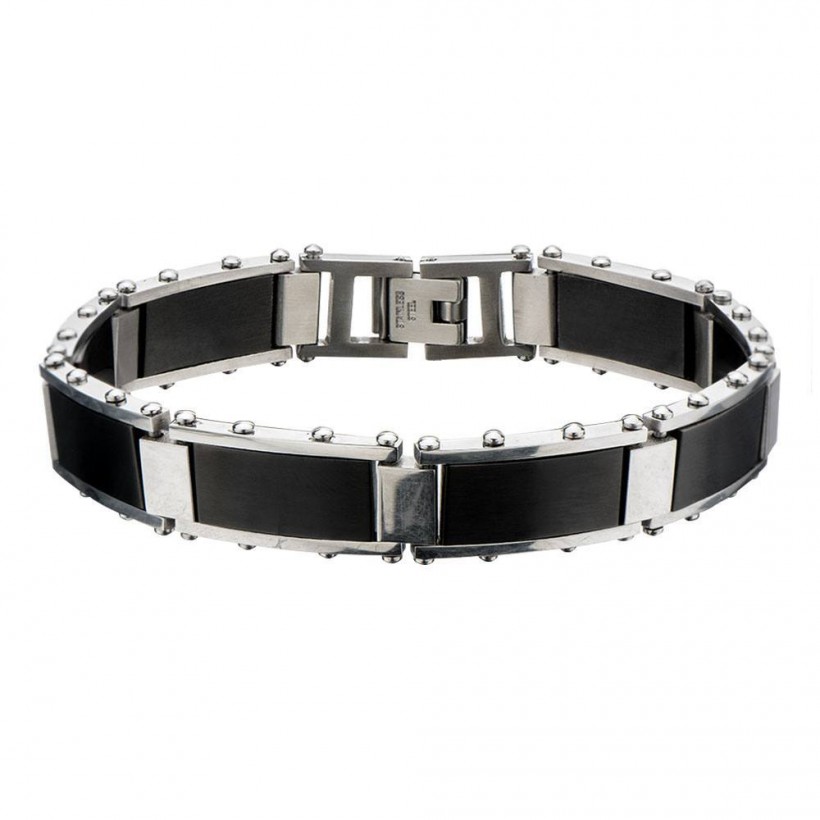 Inox Men's Black IP Rectangular Link Bracelet