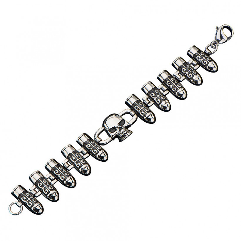 Inox Bullets Bracelet With Skulls
