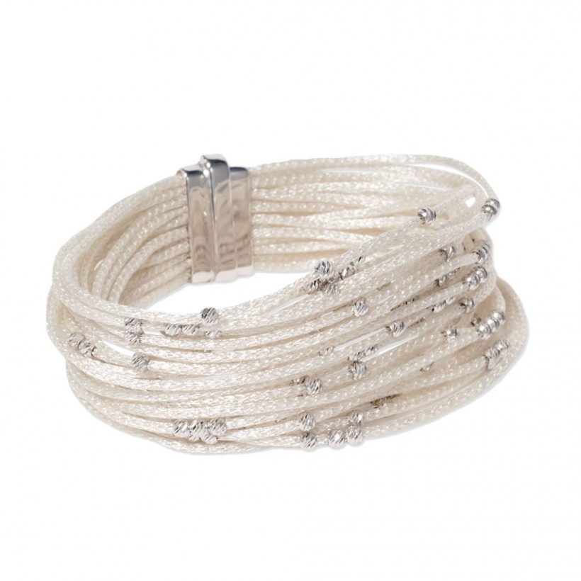 Borsari silvered color multistrand bracelet with 925 silver beads