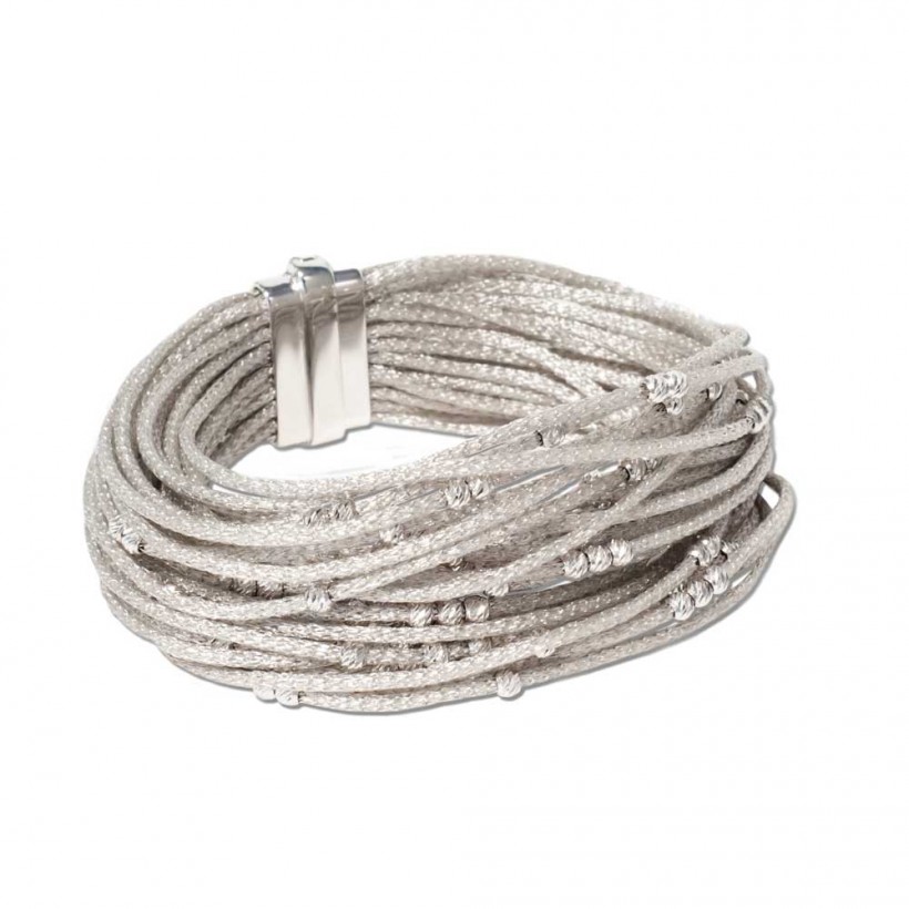 Borsari rhodium color multistrand bracelet with 925 silver beads