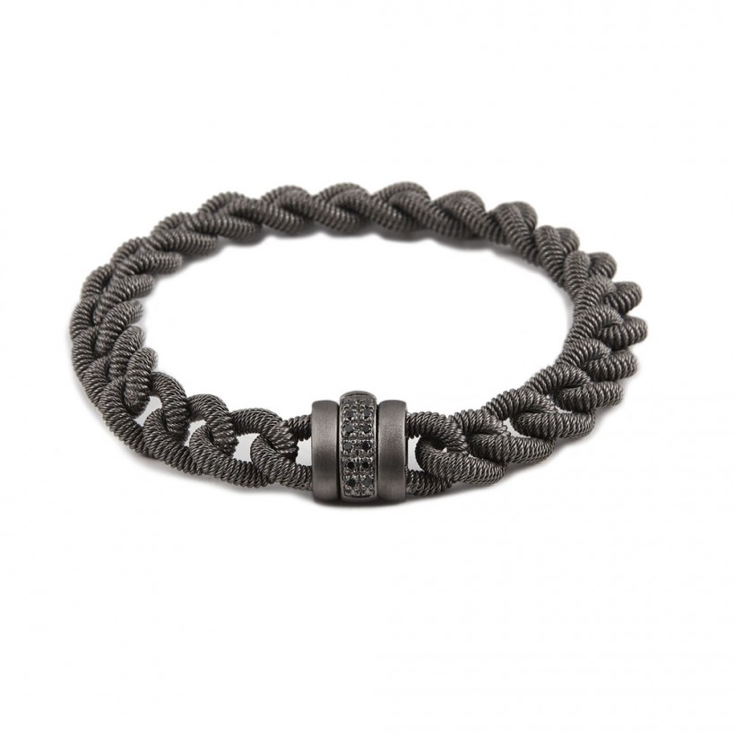Borsari 925 silver bracelet - black rhodium/diamonds