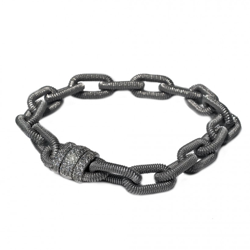 Borsari black rhodium plated 925 silver bracelet with zirconia