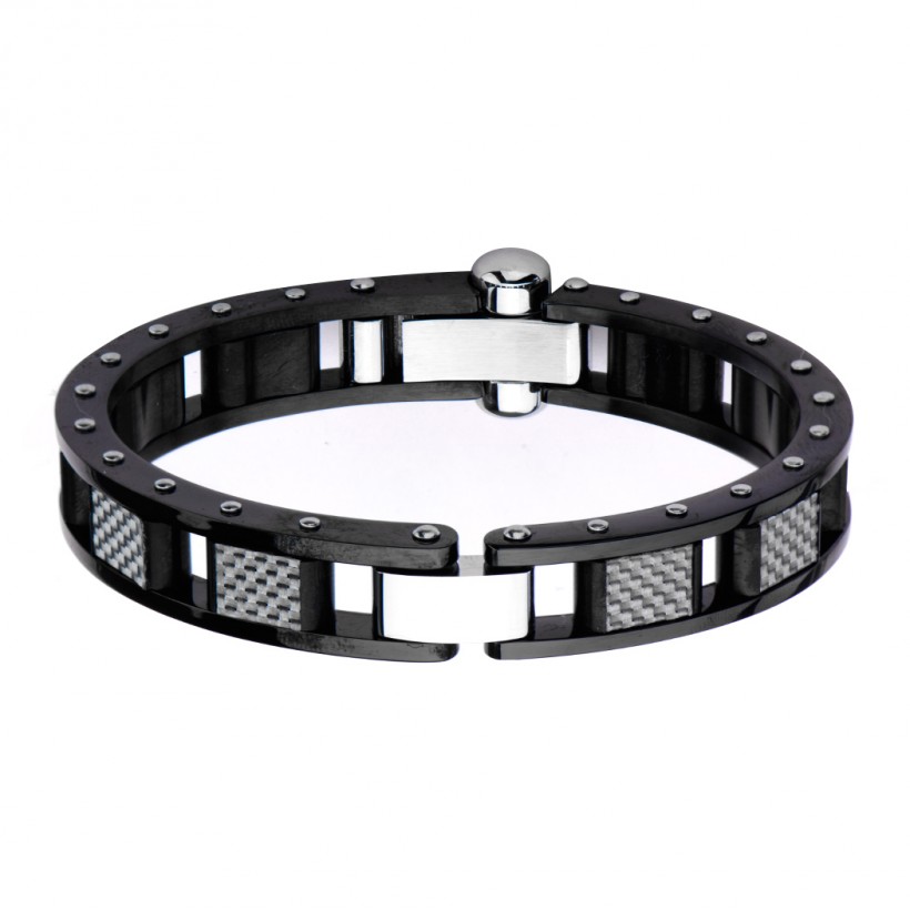 Inox White Carbon Figure IP Black Bracelet