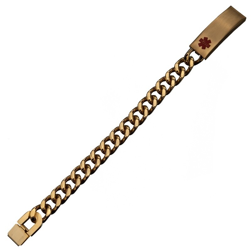Inox Men's IP Gold Curb Chain Medical ID Bracelet