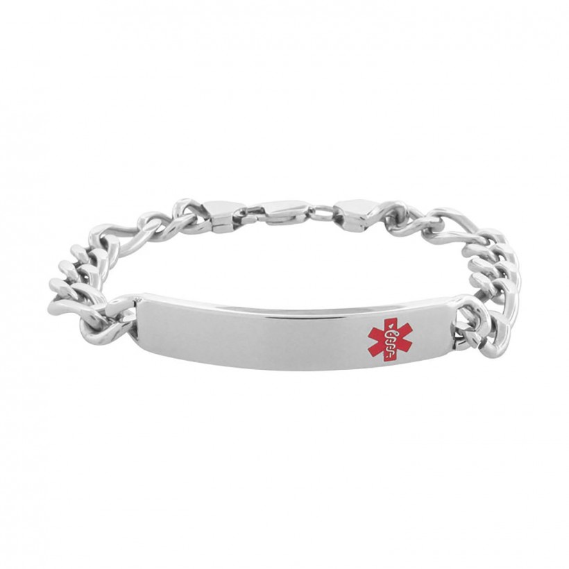 Inox Men's Stainess Steel Engravable ID Medical Alert Bracelet