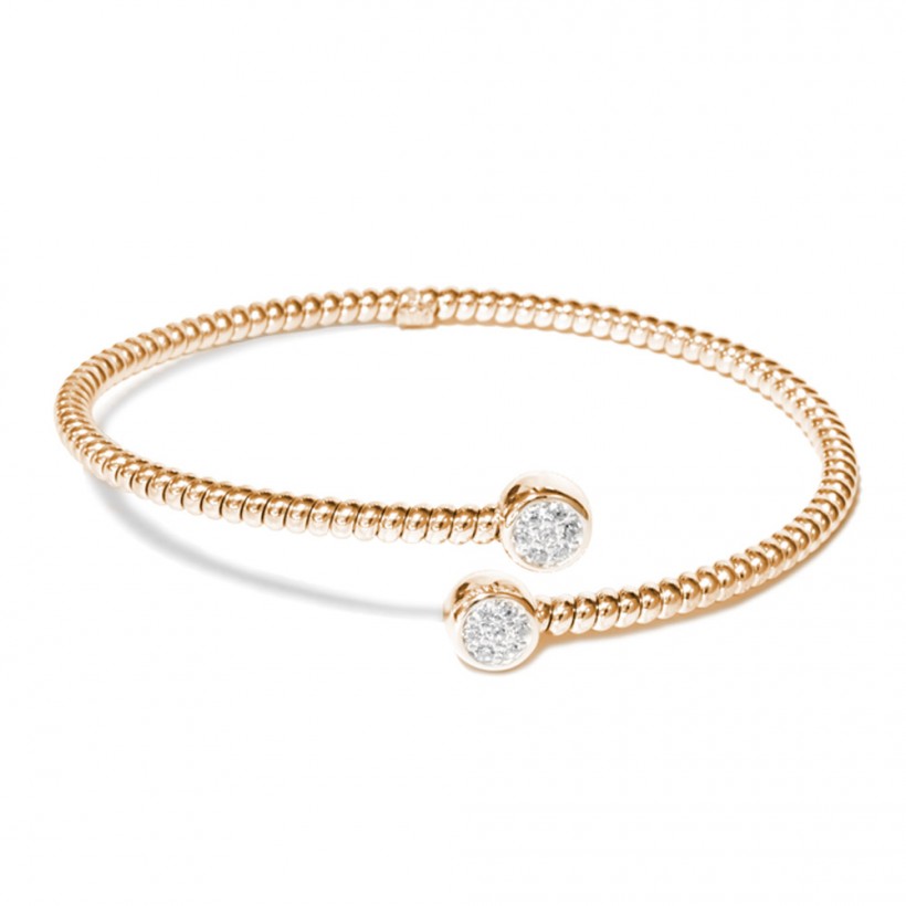 Borsari bangle in rose gold-plated silver with crystals
