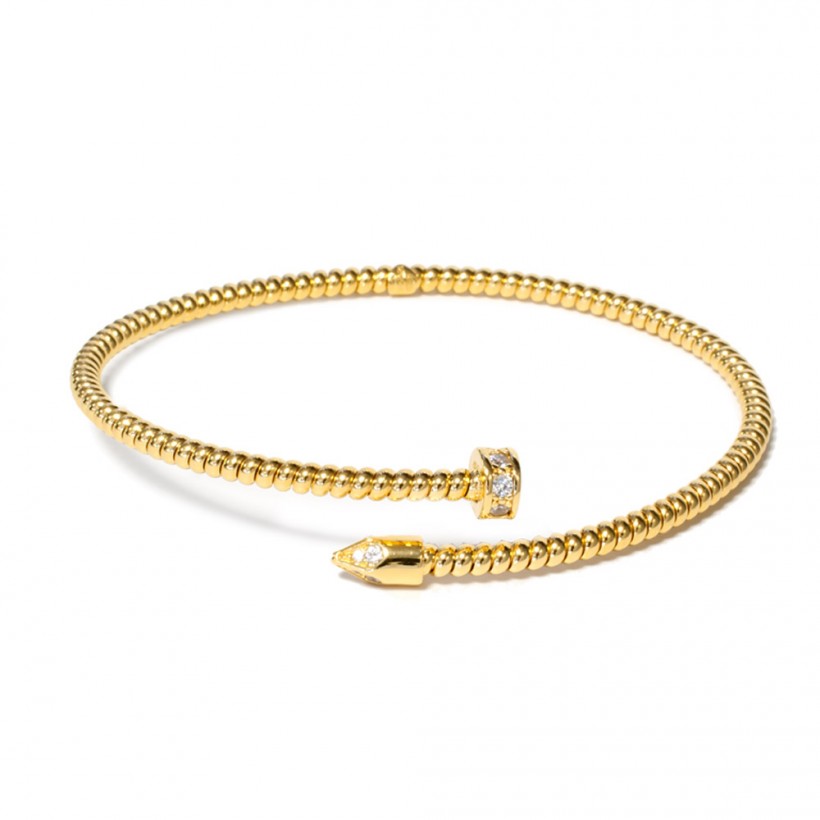 Borsari bangle in yellow gold-plated silver with crystals