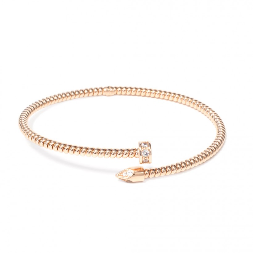 Borsari bangle in rose gold-plated silver with crystals