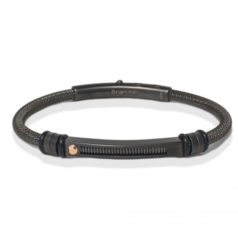 Borsari black stainless steel bangle/one 18k gold screw