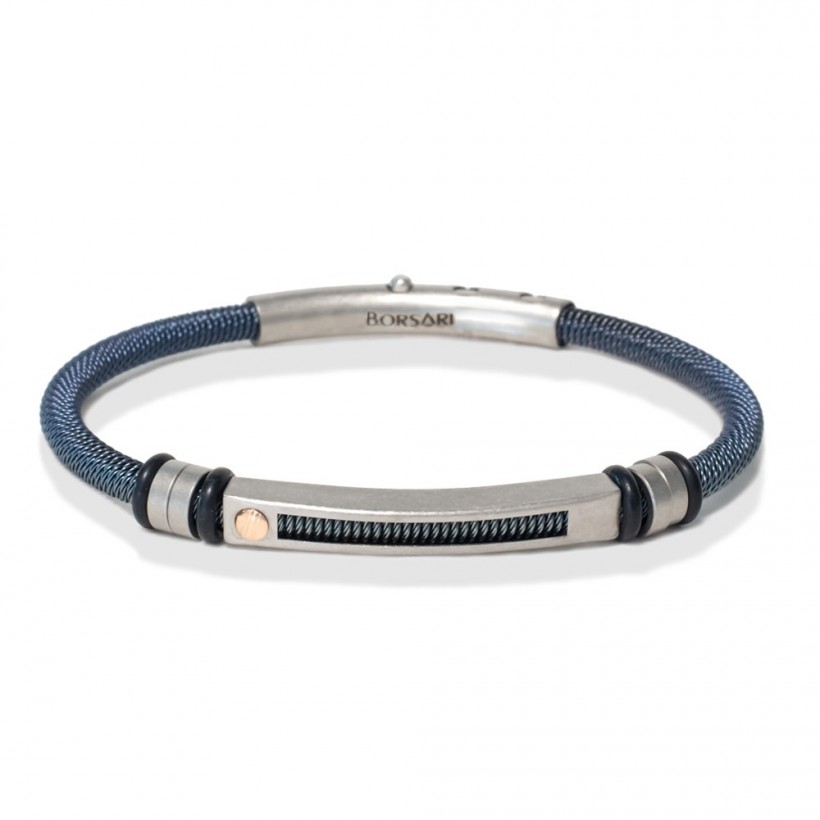 Borsari blue steel bangle/one 18k gold screw