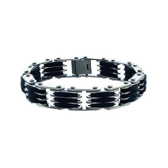 Inox Men's Stainless Steel Rubber Bracelet