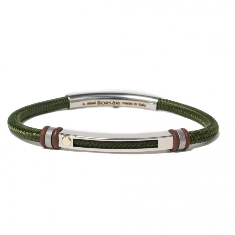 Borsari green polyester, stainless steel clasp with rose gold screw