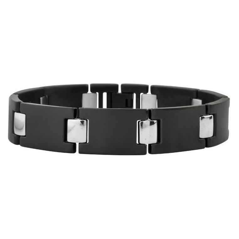 Inox Men's Titanium Black & Steel Tone In Matte & Polished Bracelet