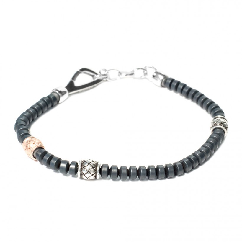 Black hematite bracelet with 925 silver clasp br-tibet14
