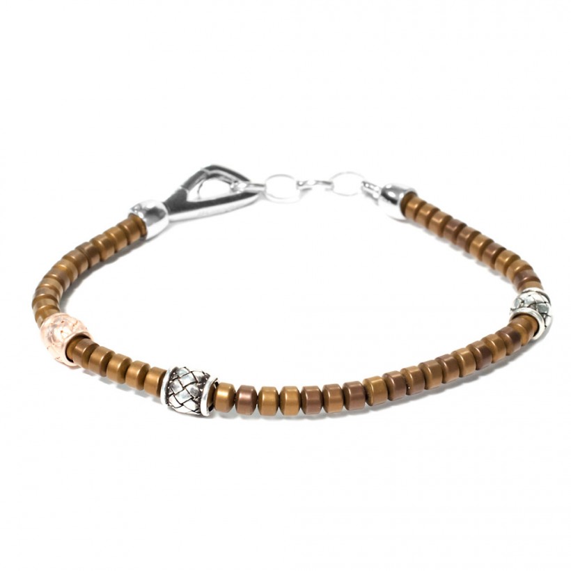 Borsari brown hematite bracelet with 925 silver clasp