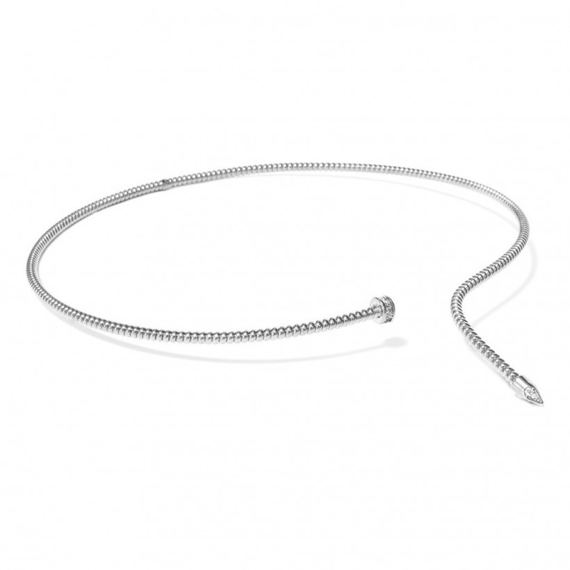 Borsari Choker In White Rhodium Plated Silver With Crystals