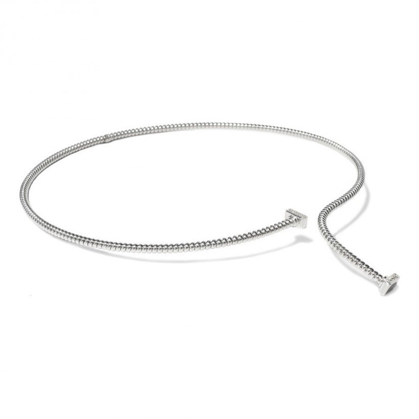 Borsari Choker In White Rhodium Plated Silver With Crystals