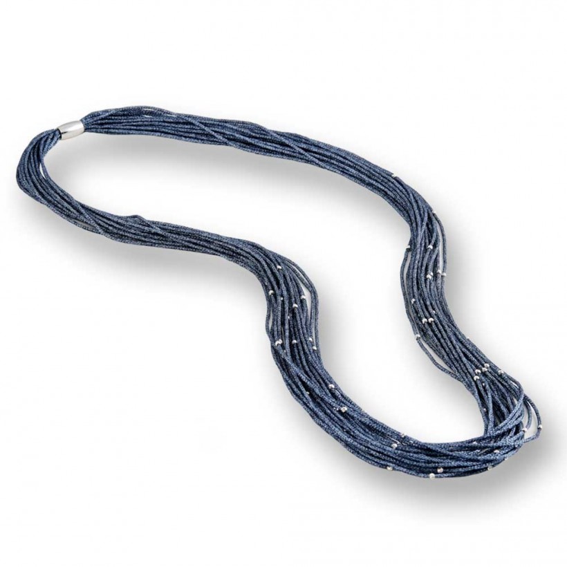 Borsari blue color multistrand necklace with 925 silver beads