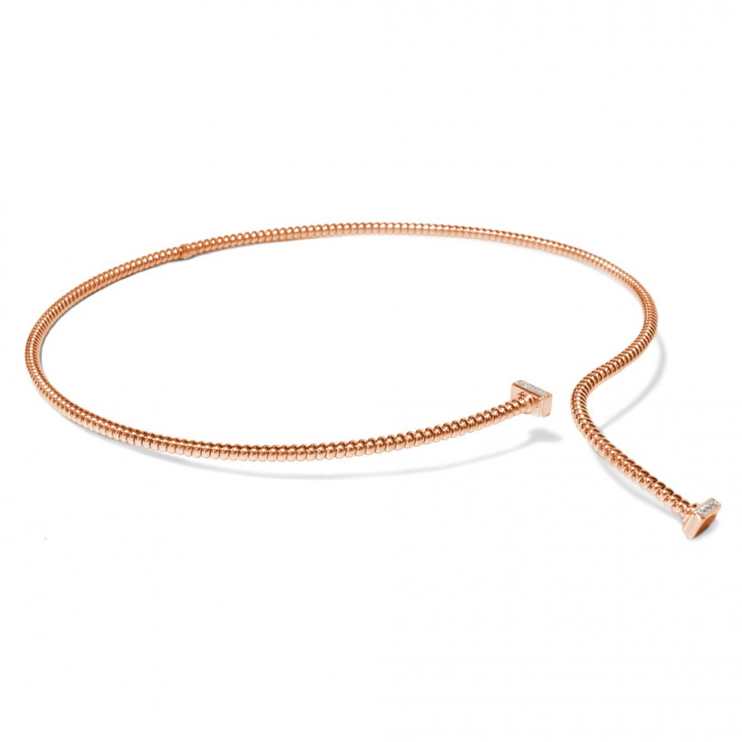 Borsari choker in rose gold-plated silver with crystals