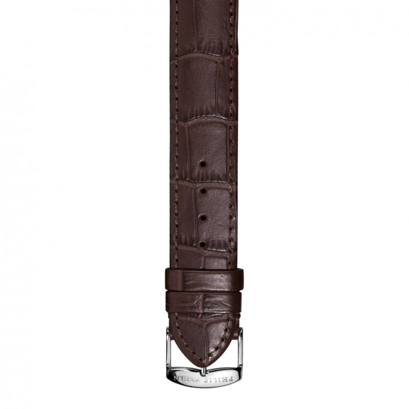Philip Stein Calfskin Alligator Print Chocolate Band