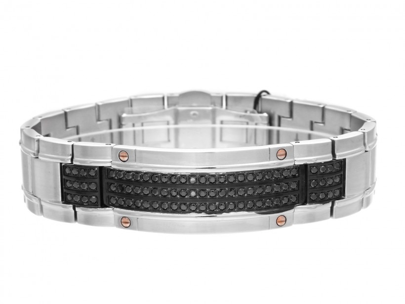 Zancan Black Spinel Stainless Steel Men's Bracelet